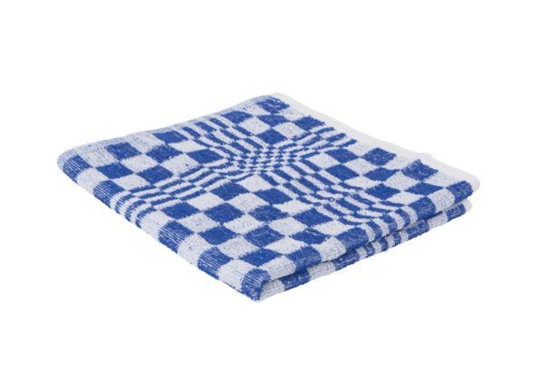 Handdoek blokmotief blauw katoen 50x50cm 3stk