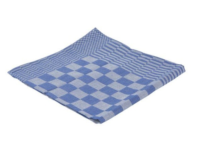 Theedoek blokmotief blauw katoen 65x65cm 6stk